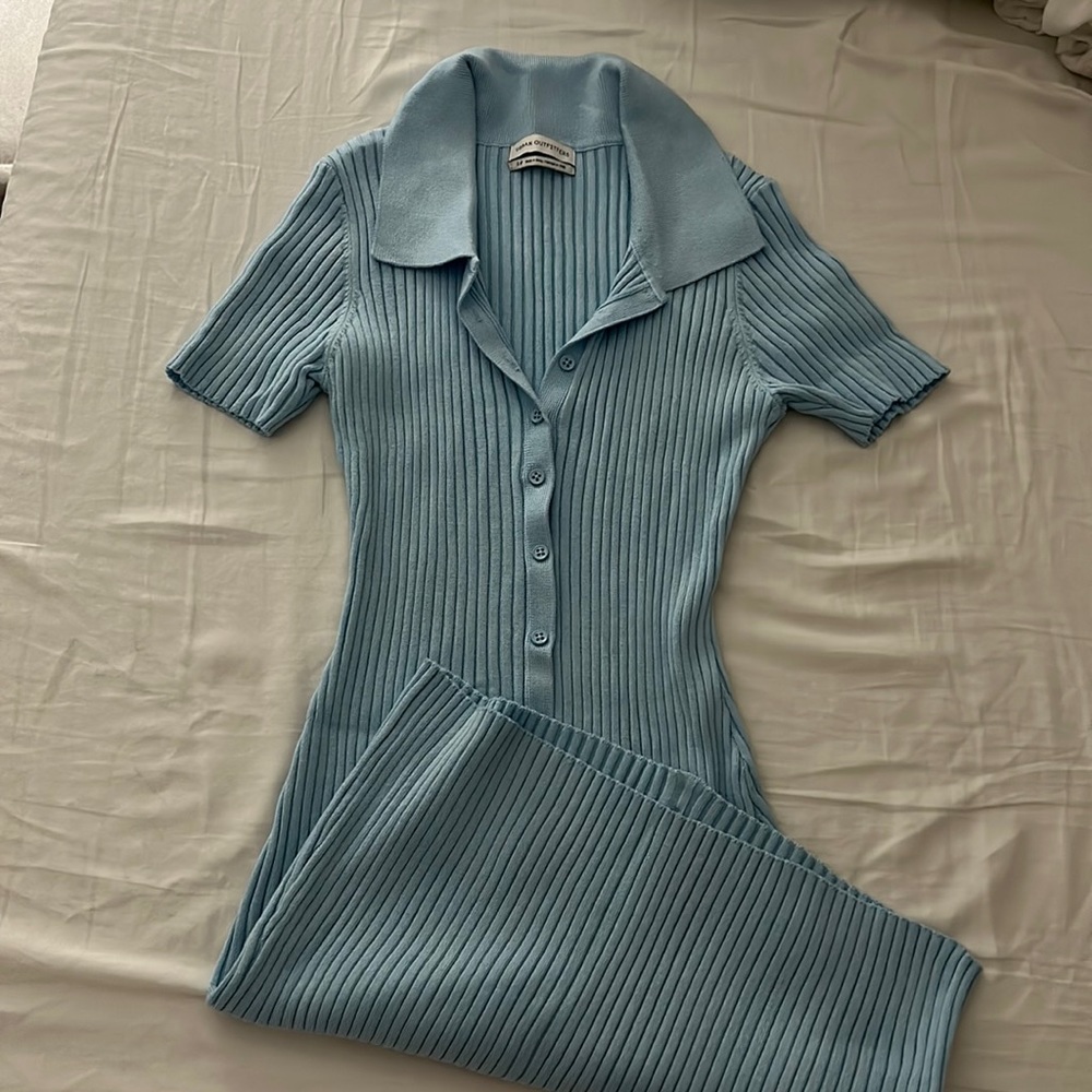 Urban Outfitters slim fit button up blue dress